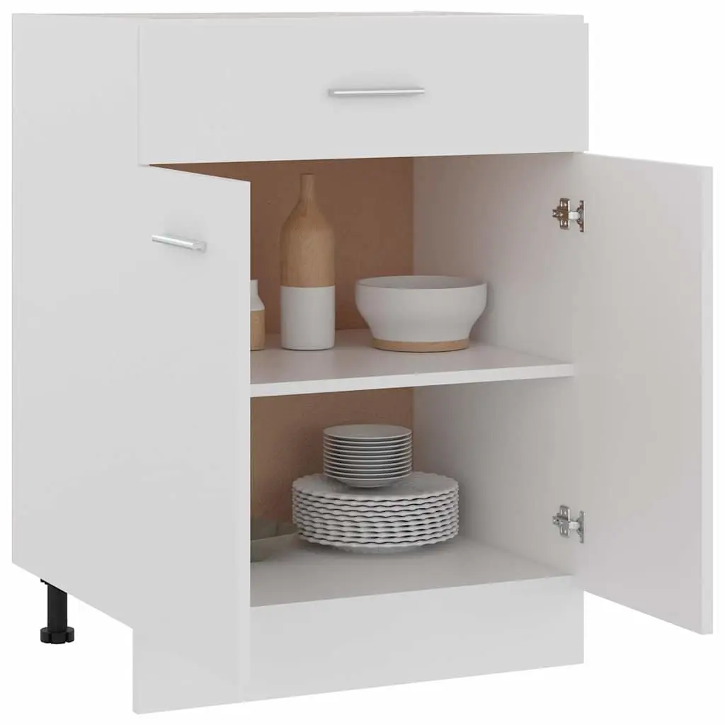 Scandinavian White Kitchen Storage Cabinet with Drawer