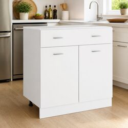 White Kitchen Cabinet Drawer Bottom Storage Unit 80x46x81.5cm Modern Engineered
