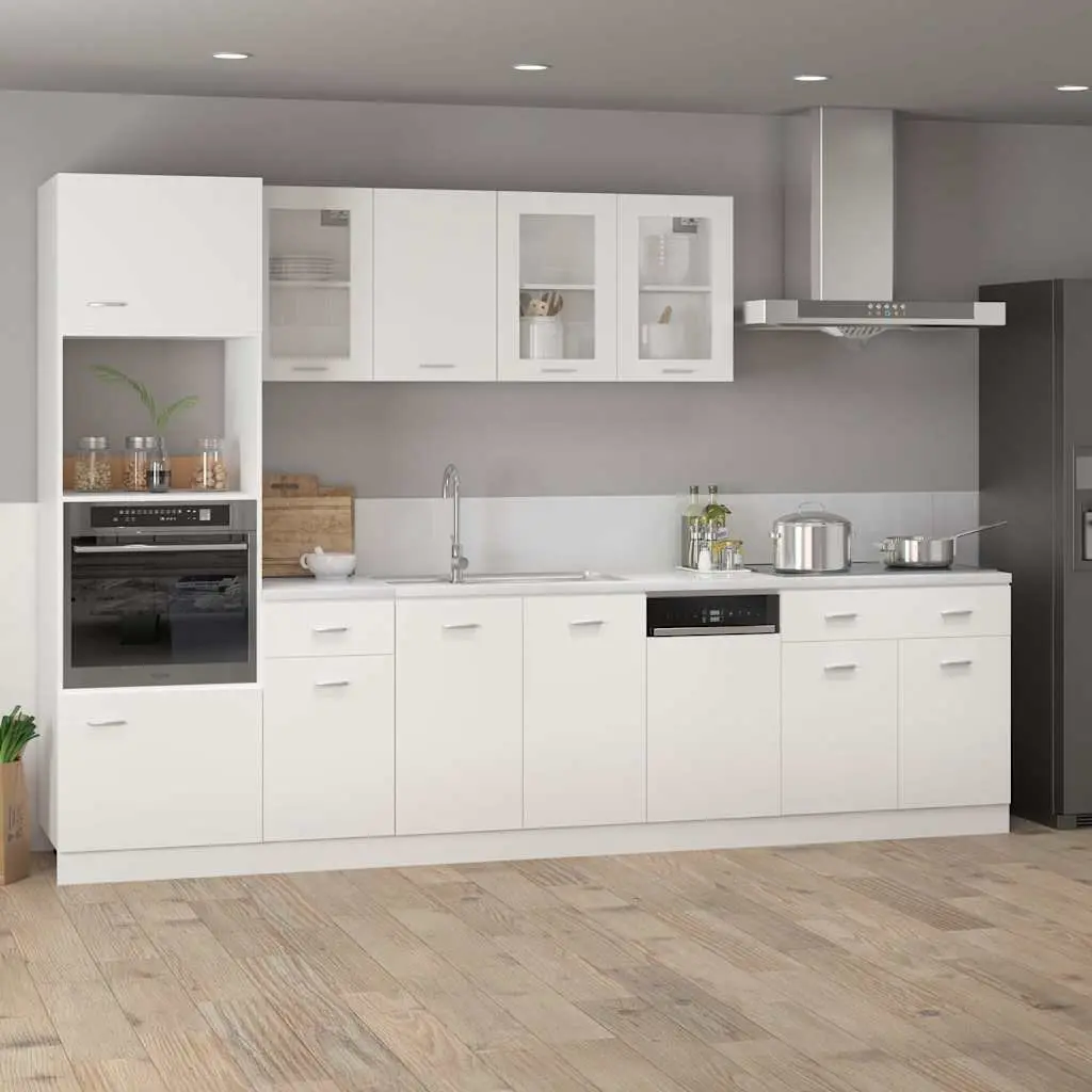 White Kitchen Cabinet with Storage Unit