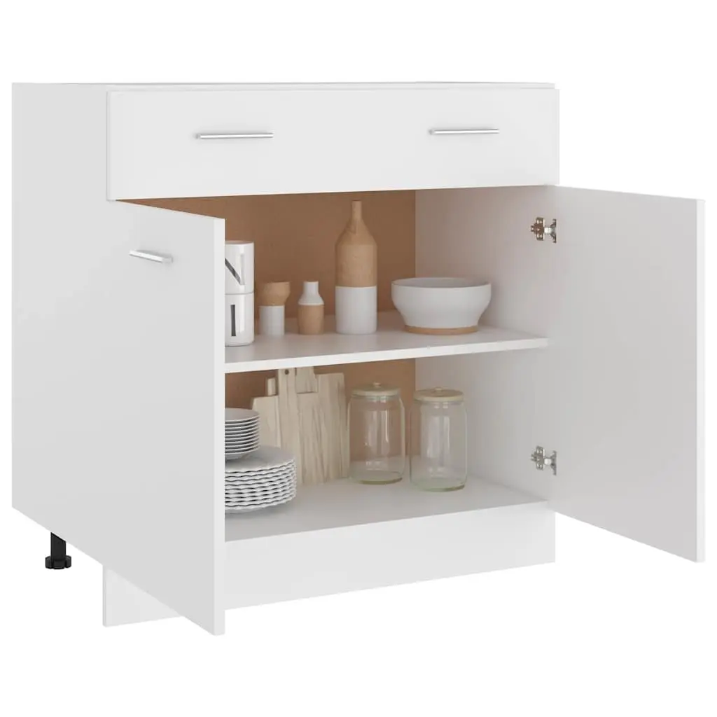 White Kitchen Cabinet with Storage Unit