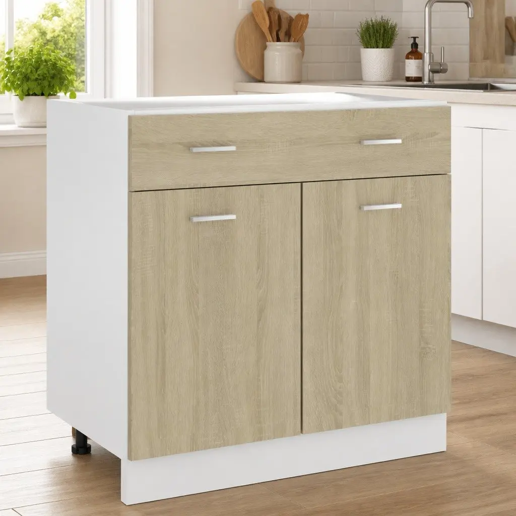 Brown Engineered Wood Kitchen Storage Drawer