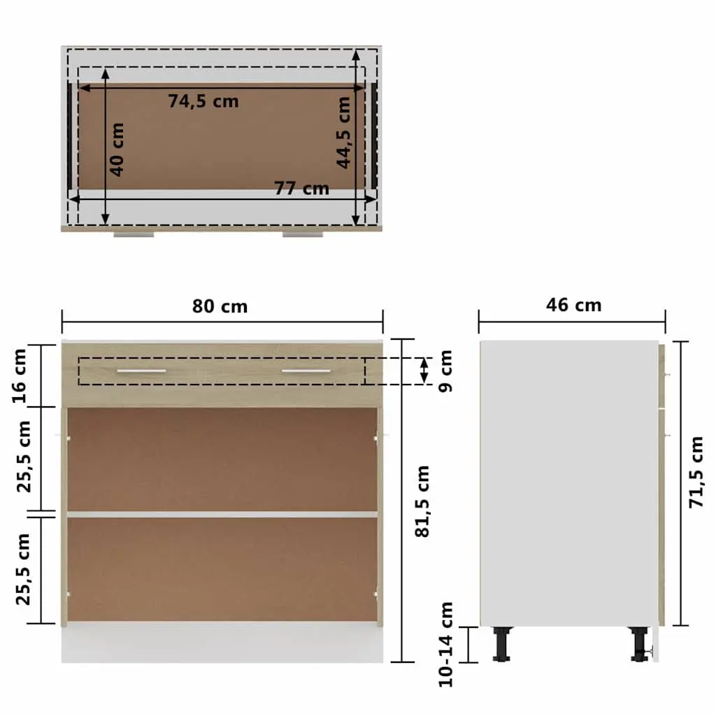 Brown Engineered Wood Kitchen Storage Drawer