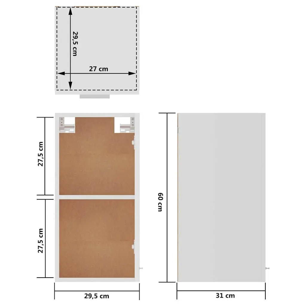 Wall-Mounted Kitchen Cabinet Engineered Wood 29.5x31x60cm White