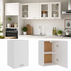 Wall-Mounted White Kitchen Cabinet with Shelves