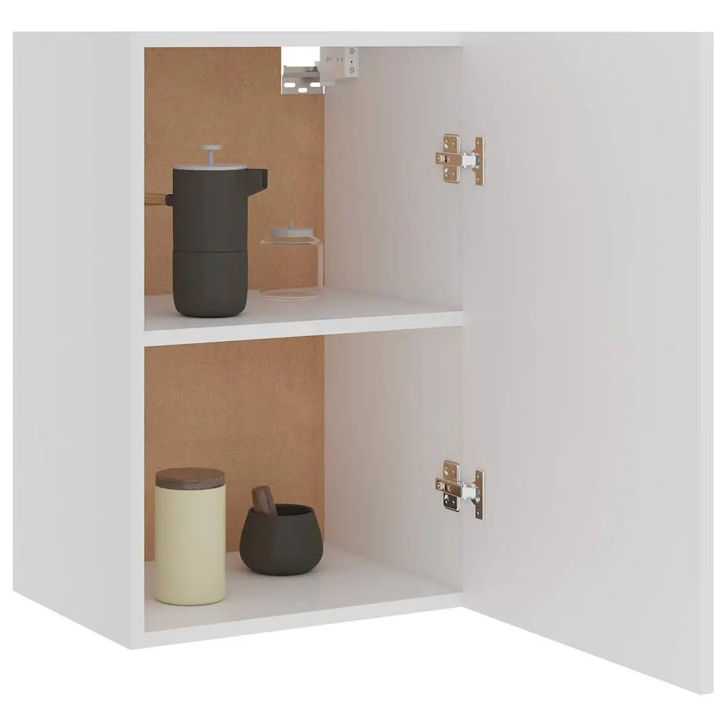 Wall-Mounted White Kitchen Cabinet with Shelves