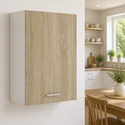 Brown Hanging Kitchen Cabinet with Organiser Shelves