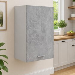 Grey Hanging Kitchen Cabinet with Shelves Door Storage Engineered Wood