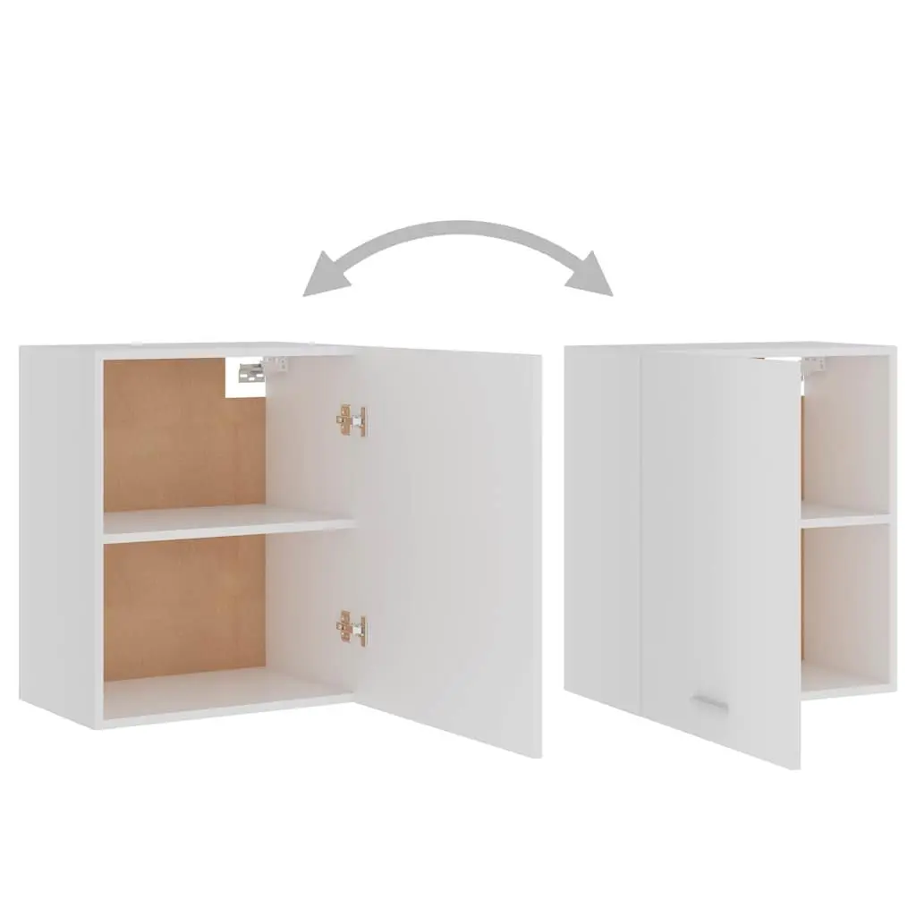 White Wall-Mounted Hanging Kitchen Cabinet with Two Shelves