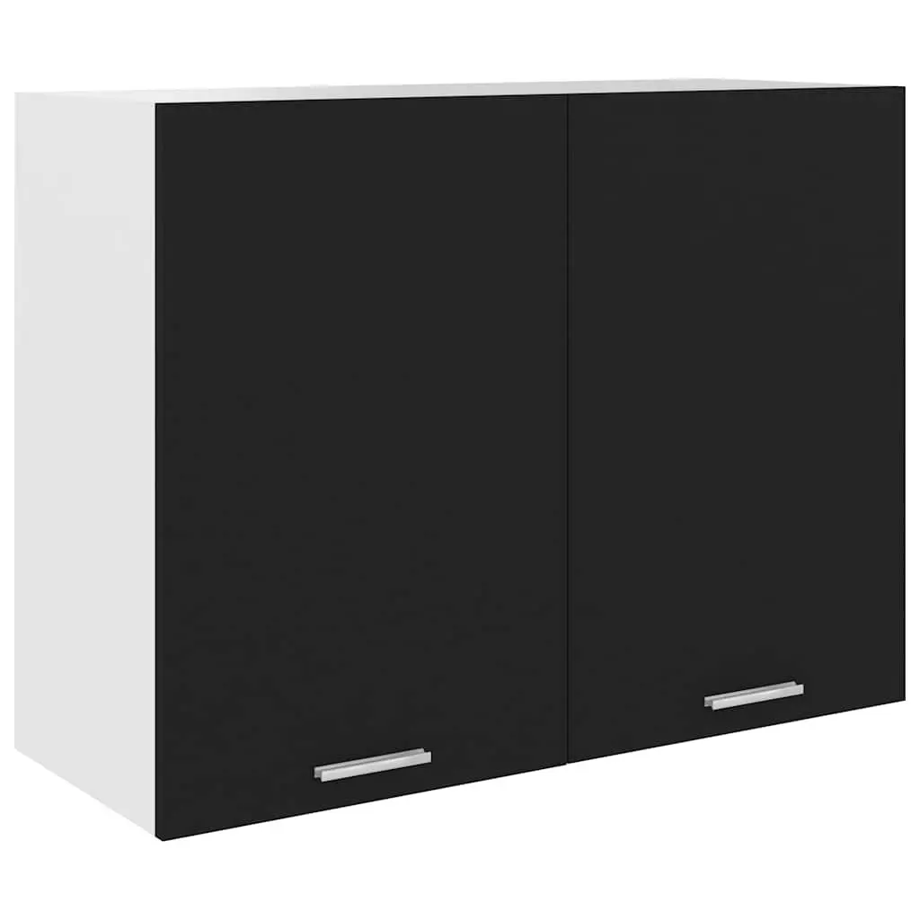 Black Hanging Kitchen Cabinet with Two Shelves