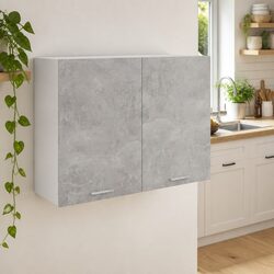 Hanging Kitchen Cabinet Grey Storage Unit Two Doors Shelves Engineered Wood