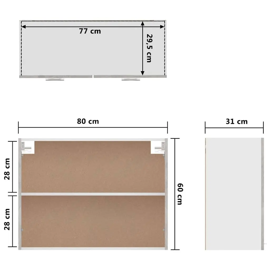 Grey Hanging Kitchen Cabinet with Two Doors