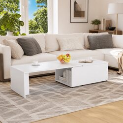 White Engineered Wood Coffee Table 150x50x35 cm