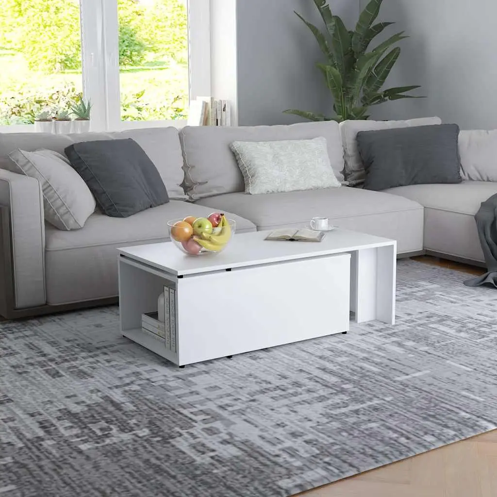White Engineered Wood Coffee Table 150x50x35 cm