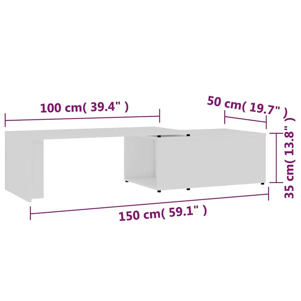 White Engineered Wood Coffee Table 150x50x35 cm