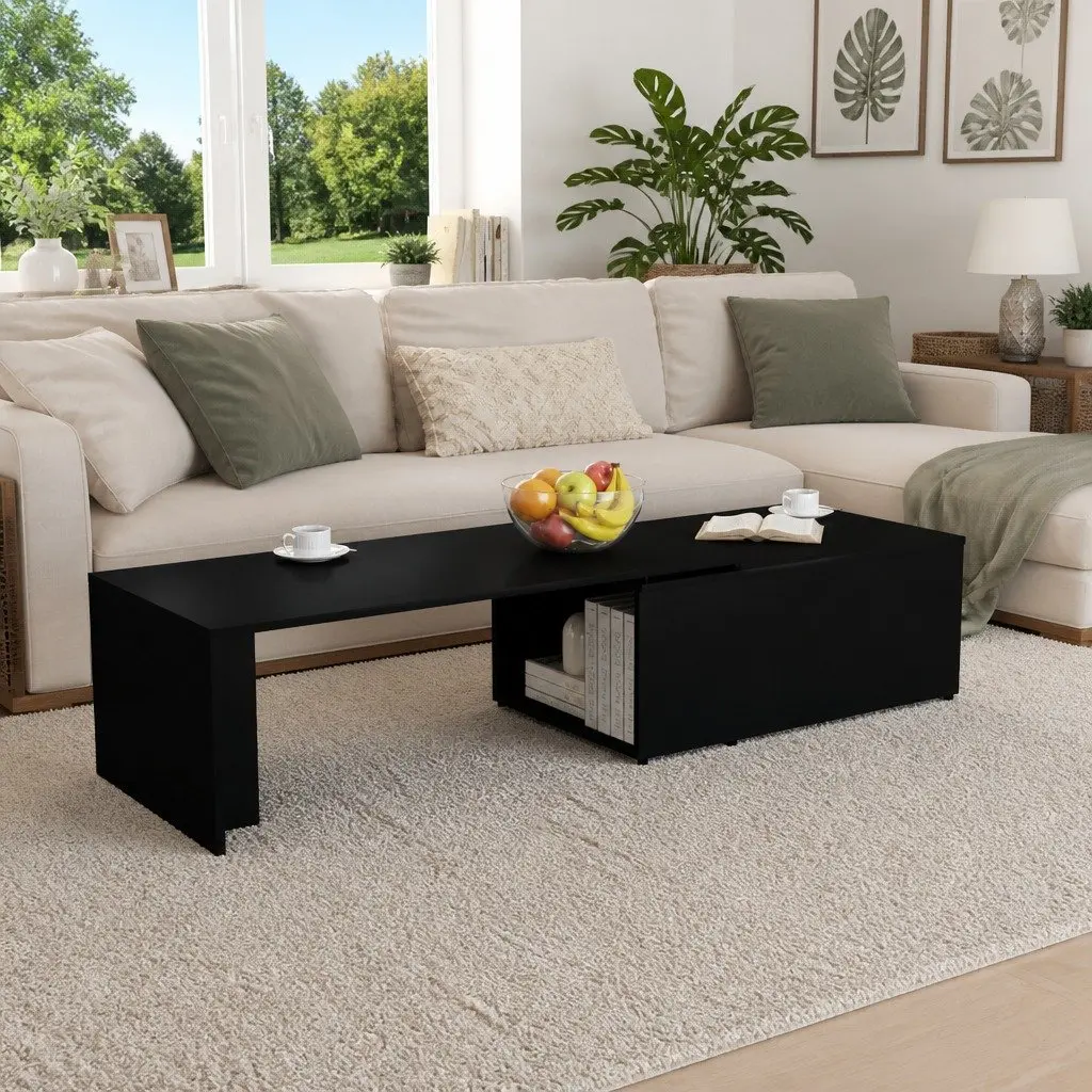 Coffee Table Black Engineered Wood Accent Living Room Furniture Side Table