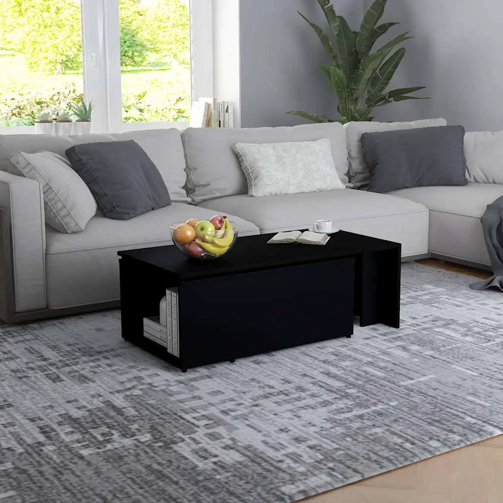 Coffee Table Black Engineered Wood Accent Living Room Furniture Side Table