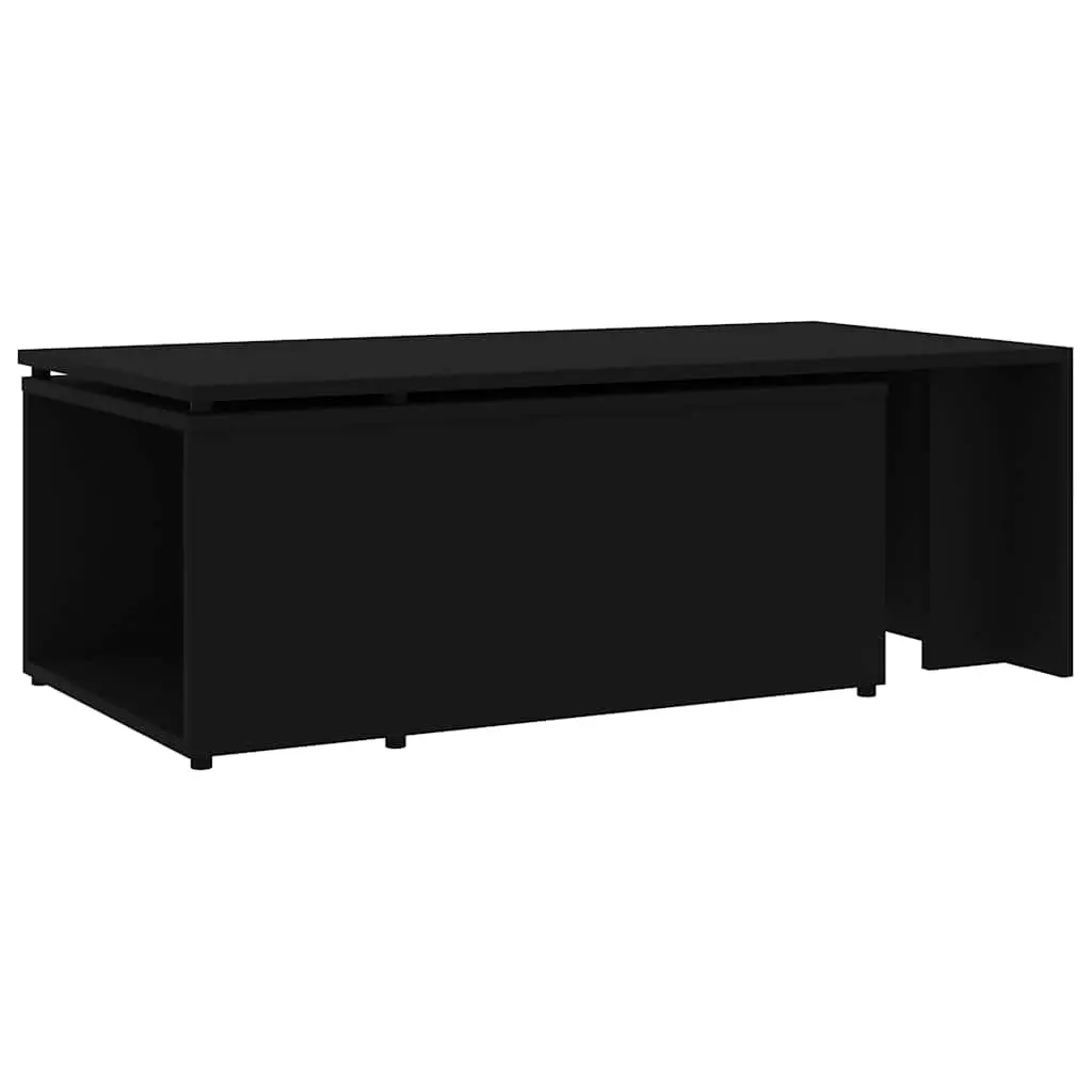 Coffee Table Black Engineered Wood Accent Living Room Furniture Side Table