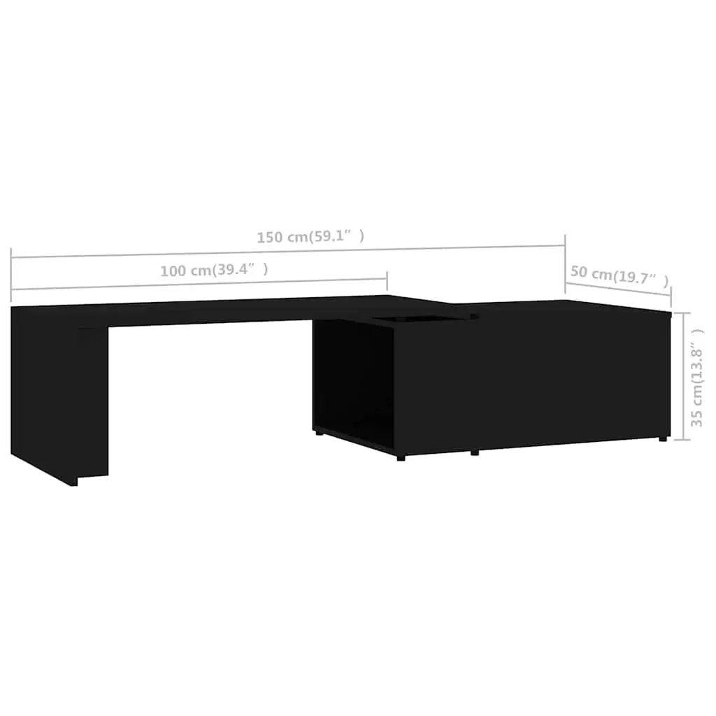 Coffee Table Black Engineered Wood Accent Living Room Furniture Side Table