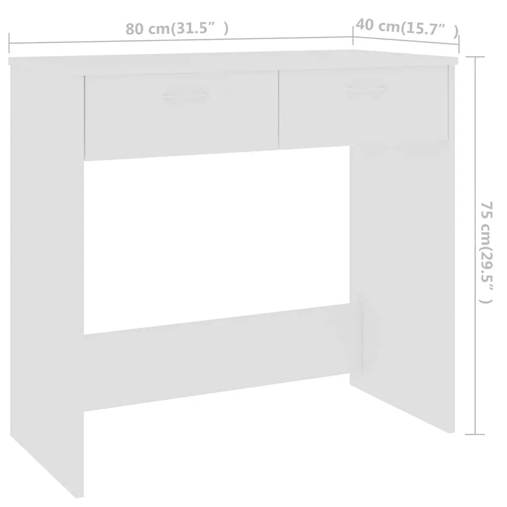 White Engineered Wood Desk 80x40x75 cm with Drawer