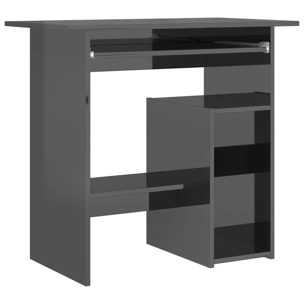 High Gloss Grey Computer Workstation with Keyboard Tray