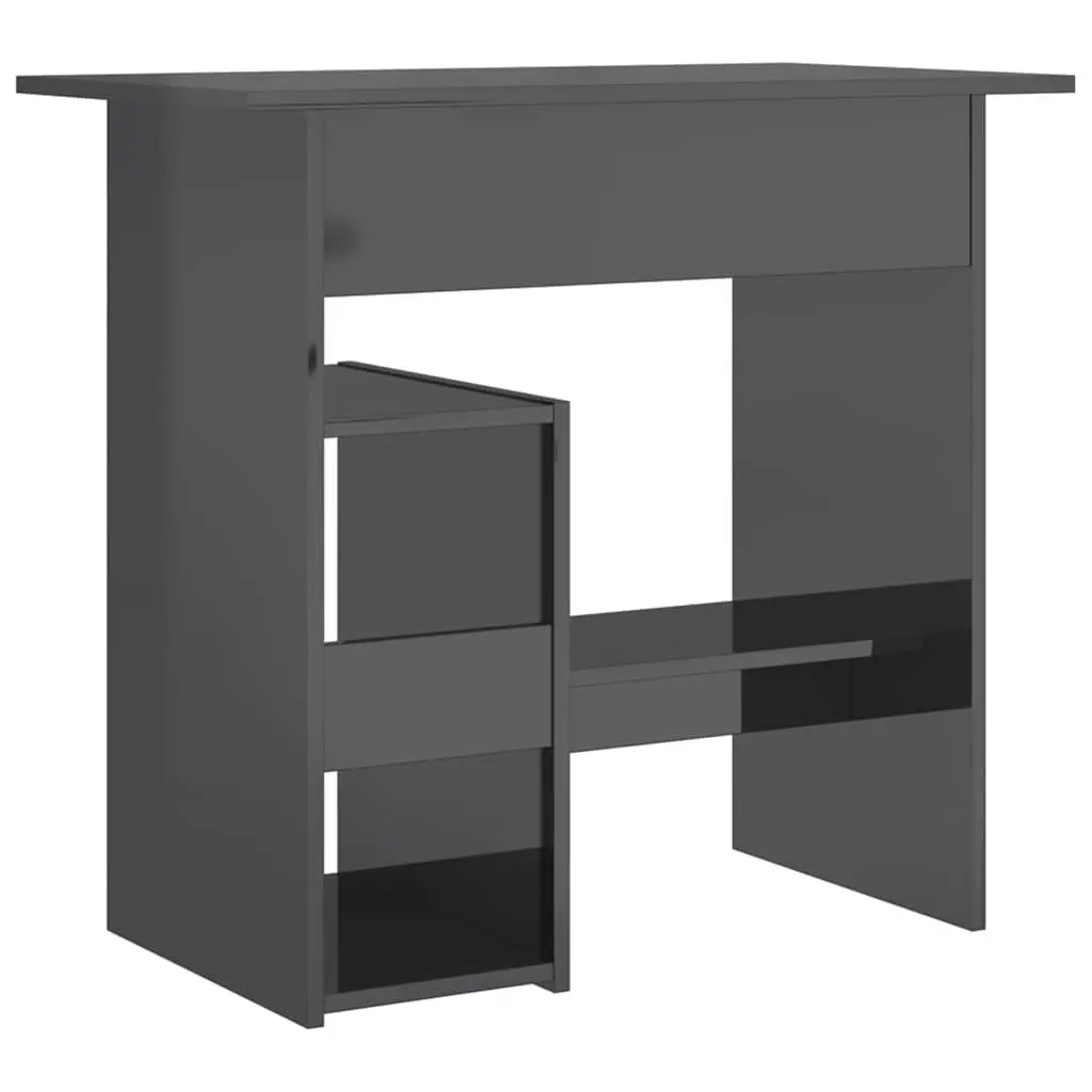 High Gloss Grey Computer Workstation with Keyboard Tray