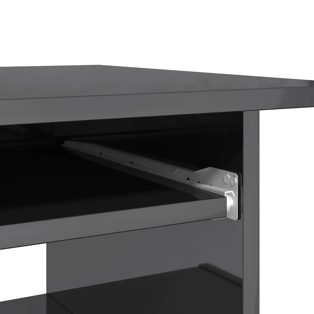 High Gloss Grey Computer Workstation with Keyboard Tray