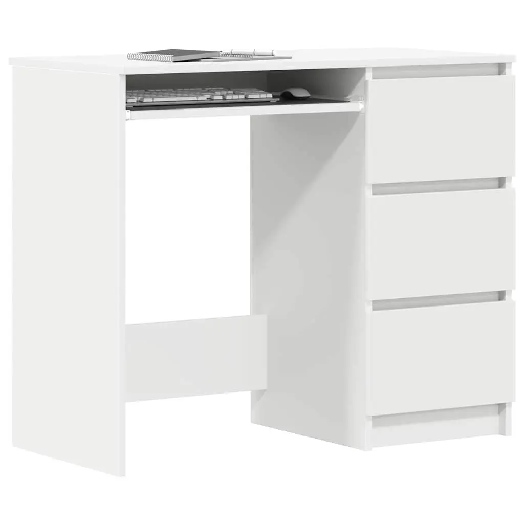 White Desk 90cm Engineered Wood Office Computer Workstation Study Table