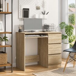 Sturdy Brown Engineered Wood Desk with Drawer 90x45x76cm