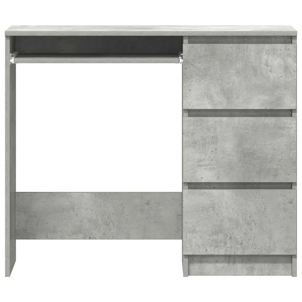 Concrete Grey Office Desk with Drawer Storage, 90cm