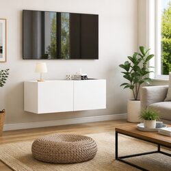 Durable White Wall-Mounted TV Cabinet 80x30x30cm