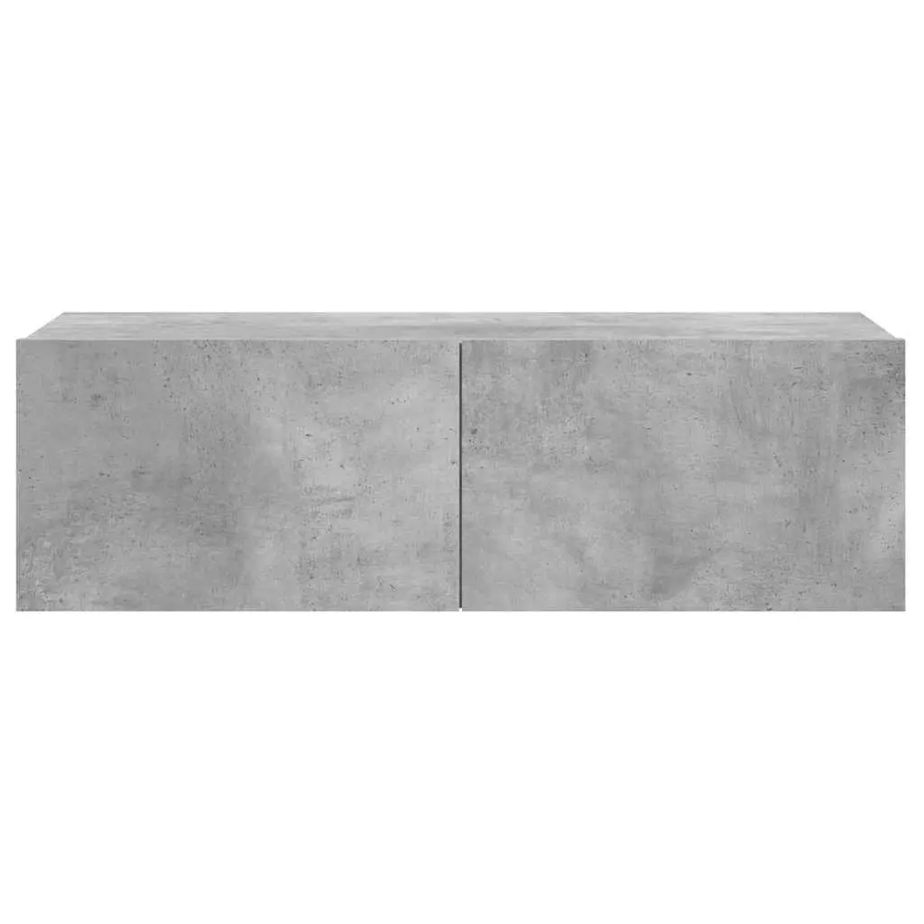 Grey Wall-Mounted TV Cabinet with Drop-Down Doors