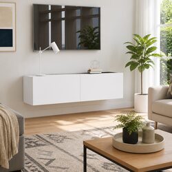 Sturdy Wall-Mounted TV Cabinet in White 120x30x30 cm