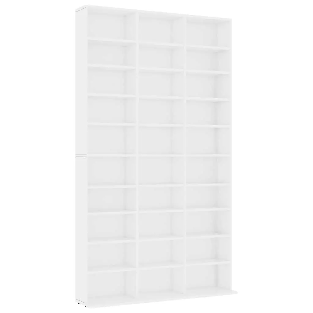White CD Cabinet with 30 Compartments for Media Storage
