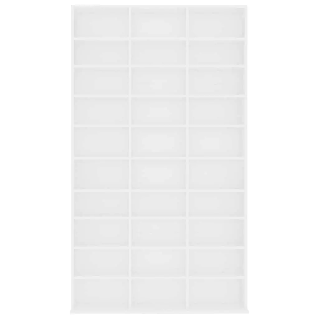 White CD Cabinet with 30 Compartments for Media Storage