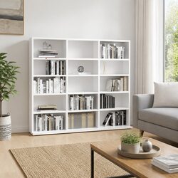 White CD Cabinet with 15 Open Compartments
