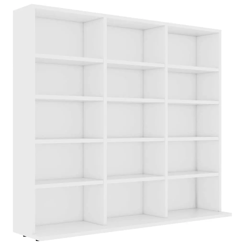 White CD Cabinet with 15 Open Compartments