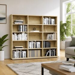 CD Cabinet Sonoma Oak Media Storage Organiser 15 Open Compartments Brown