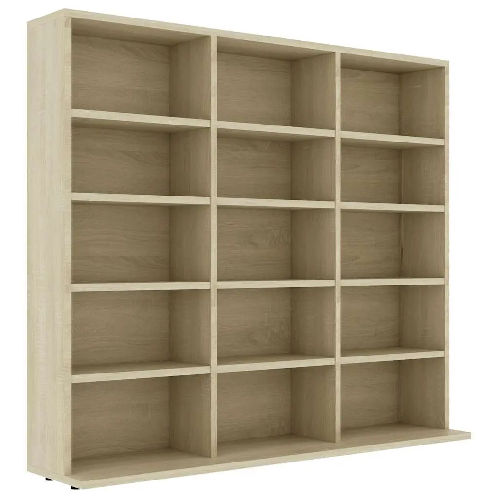 Sonoma Oak CD Cabinet with 15 Open Compartments