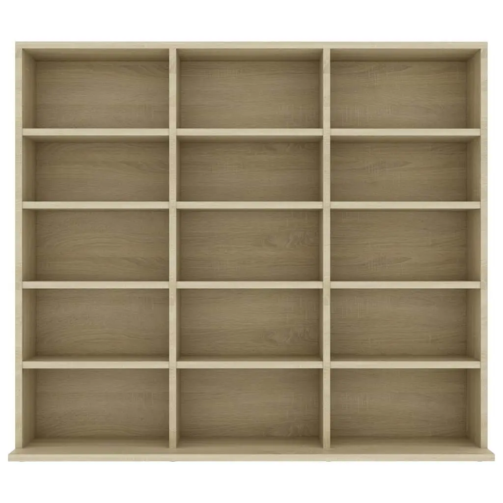 Sonoma Oak CD Cabinet with 15 Open Compartments