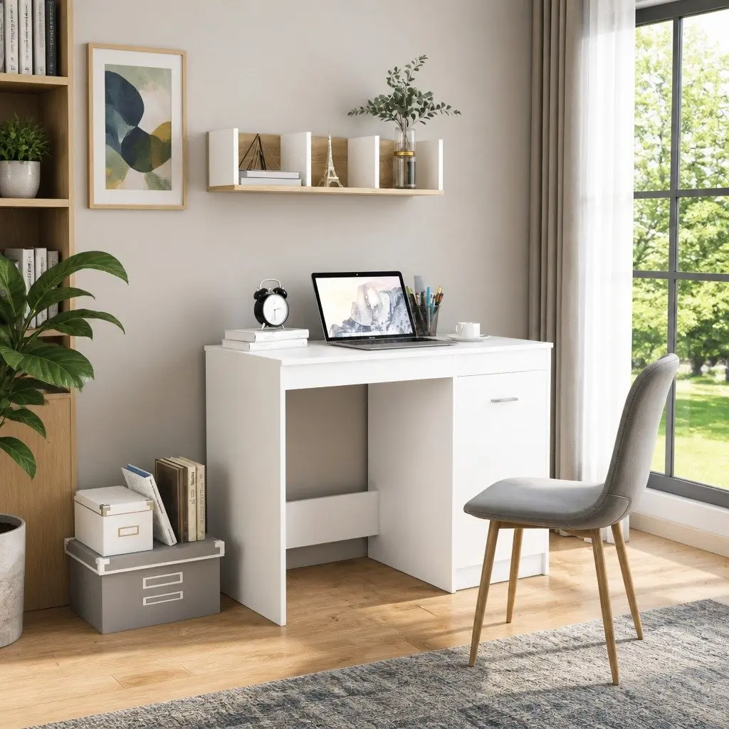 Office Desk Engineered Wood 100x50x76 cm White