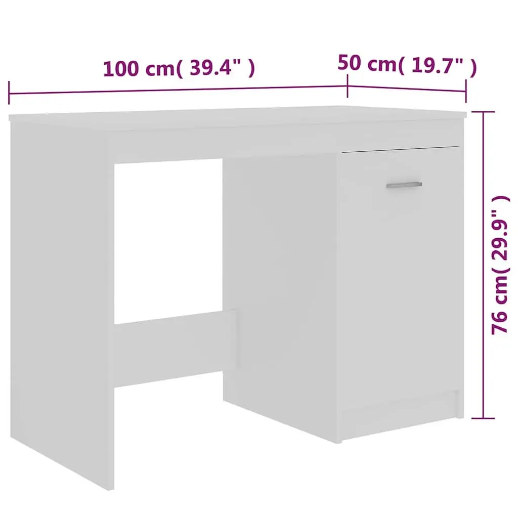 Office Desk Engineered Wood 100x50x76 cm White