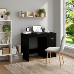 Modern Black Office Desk with Durable Storage Cabinet
