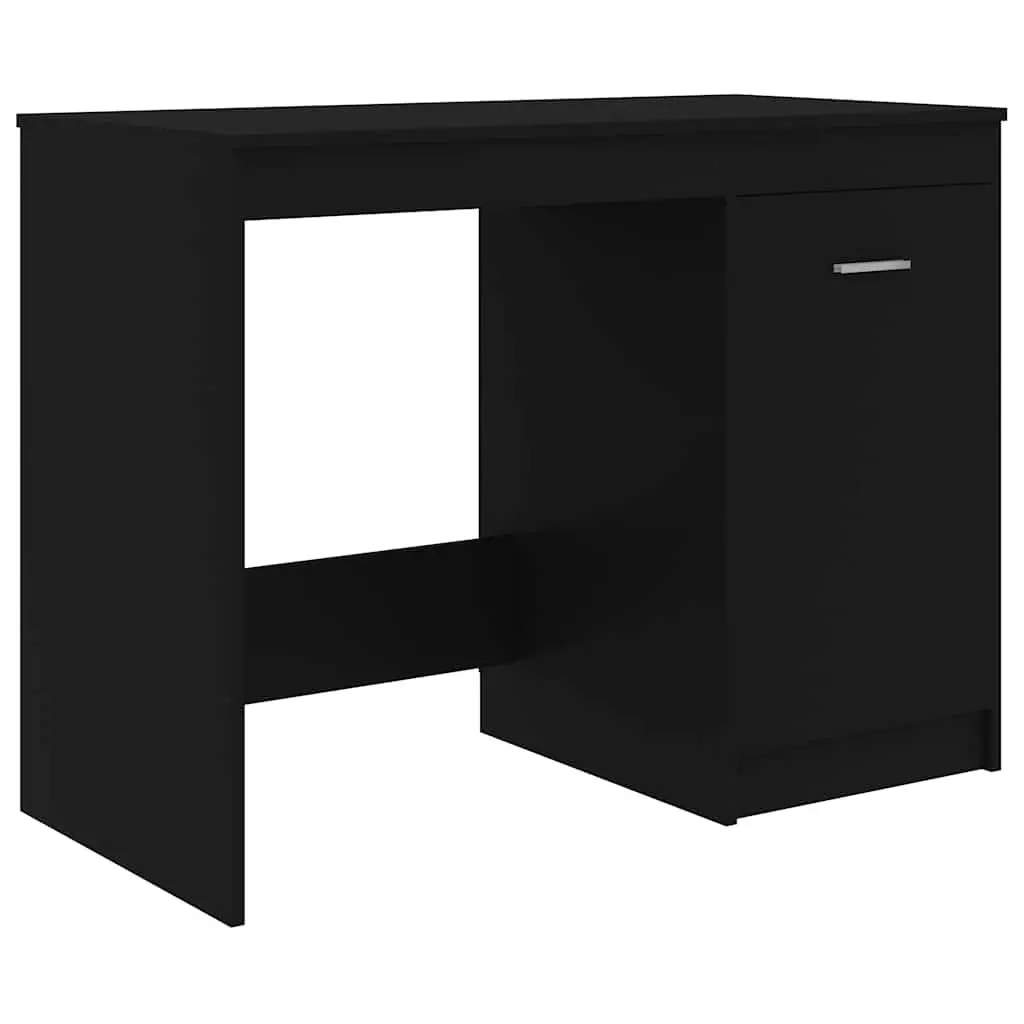 Black Office Desk with Durable Storage Cabinet