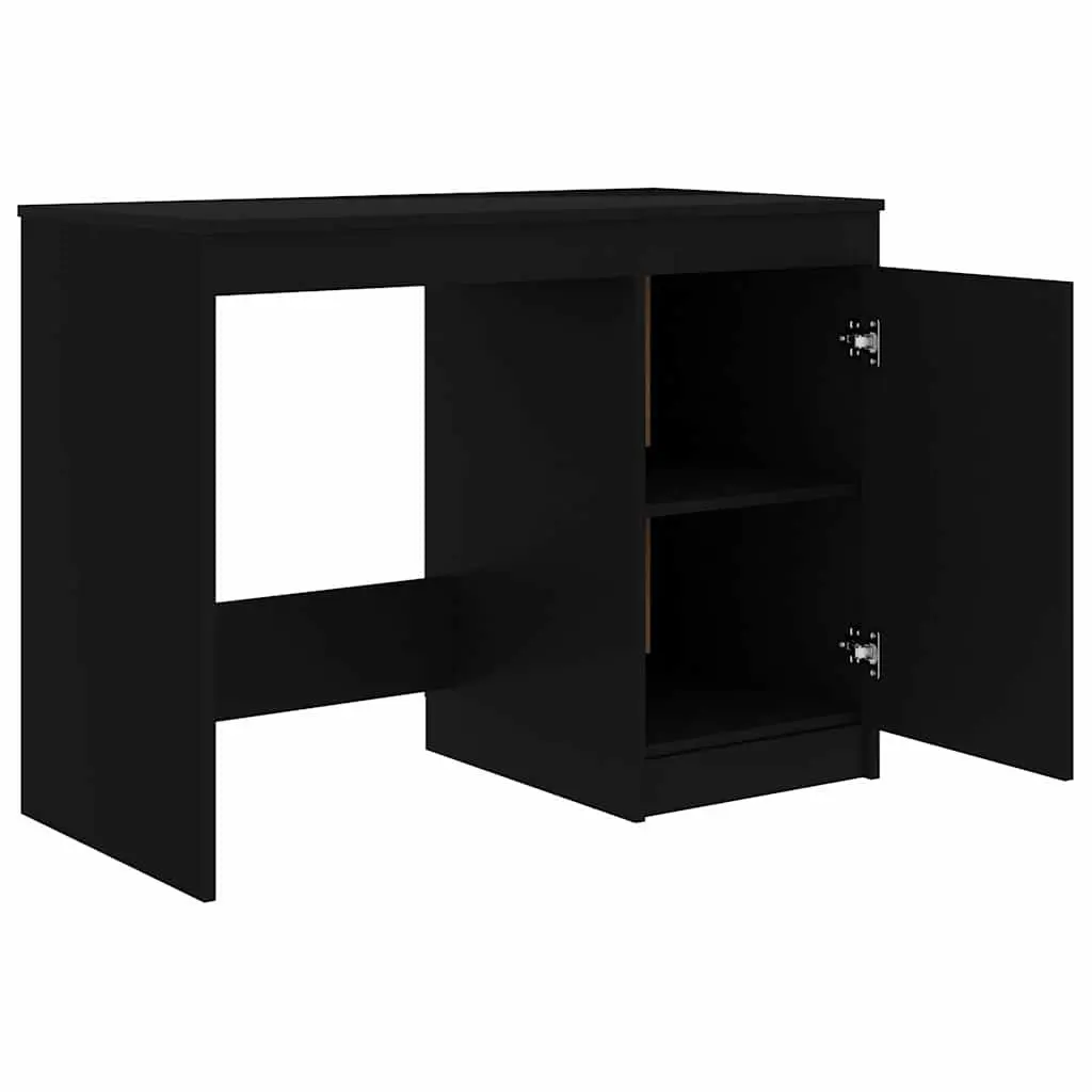 Black Office Desk with Durable Storage Cabinet