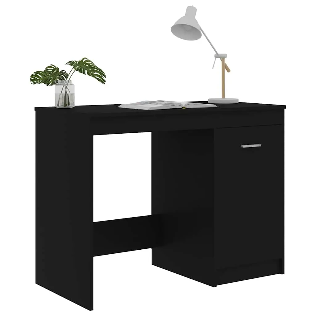 Black Office Desk with Durable Storage Cabinet