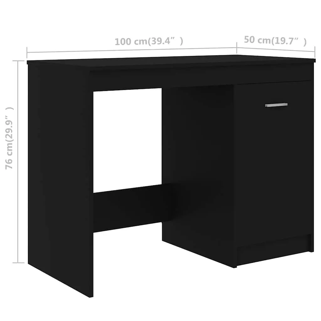 Black Office Desk with Durable Storage Cabinet