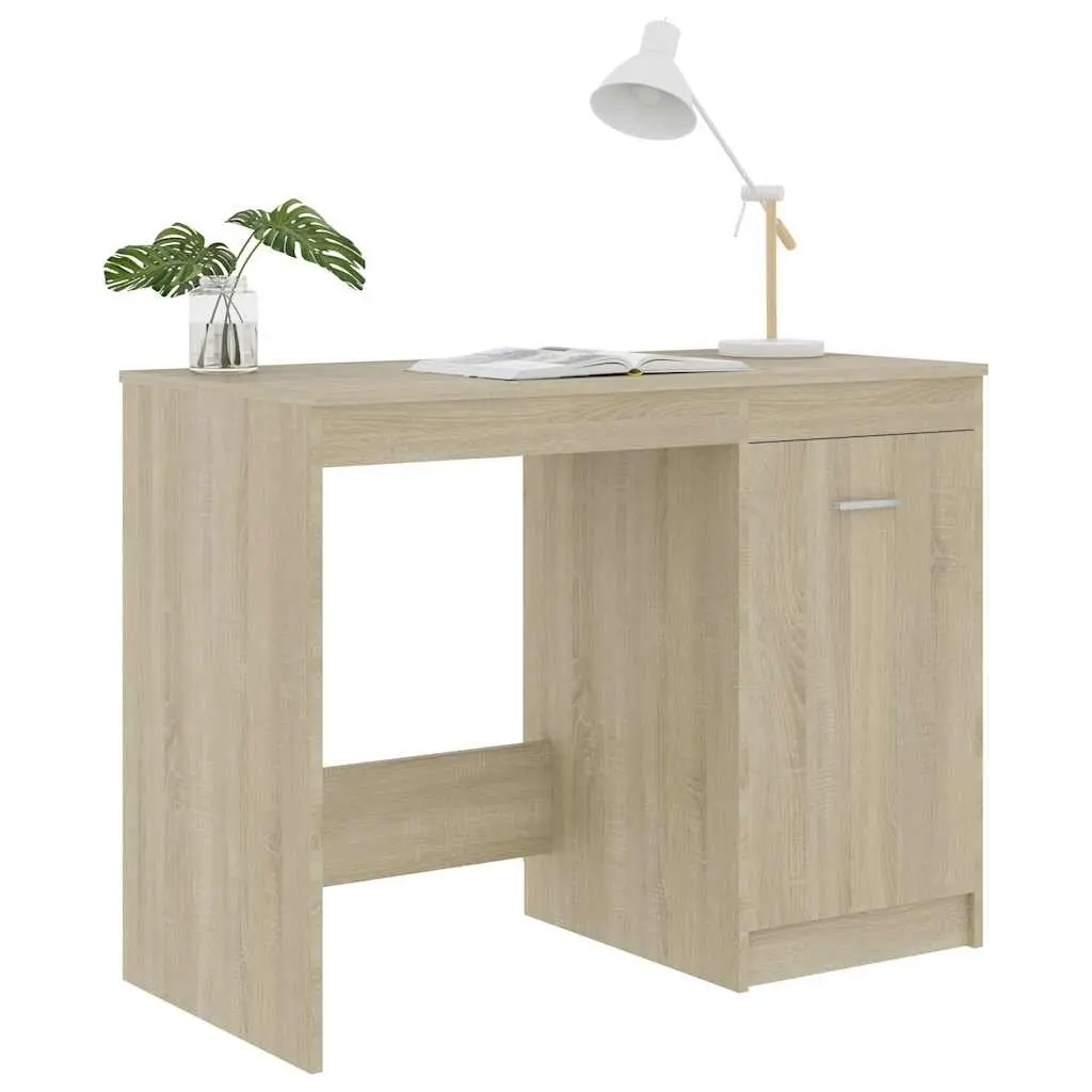 Brown Writing Table with Storage Cabinet for Office