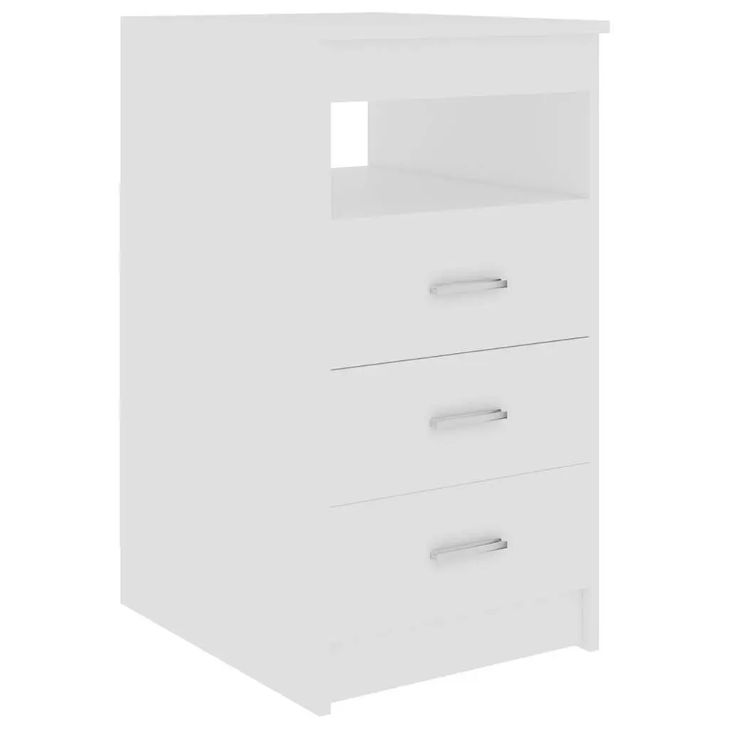 3-Drawer Storage Cabinet in White Engineered Wood