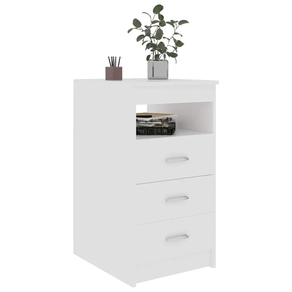 3-Drawer Storage Cabinet in White Engineered Wood
