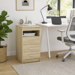 Brown 3-Drawer Storage Cabinet with Open Shelf